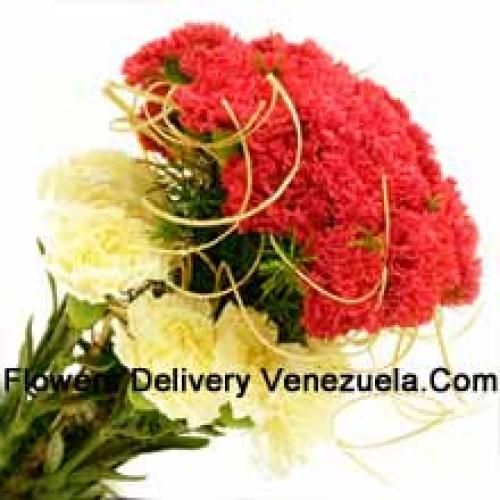 36 Red and Yellow Carnations